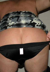 Pantie boy sliding down his panties and showing off his
