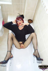 Horny tranny bitch zoe wearing nylons in the bathroomhorny
