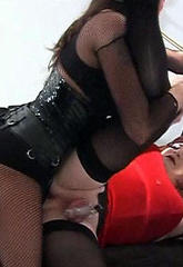 Strapon jane makes this busty shemale her slut for the