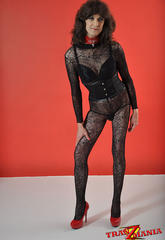 This excited ladyboy slut is dressed all in black and wants
