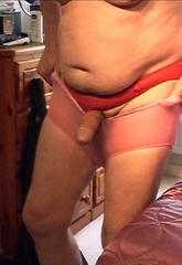 Mature pantie boy slips into some knickers and masturbates