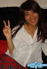 Tiny asian ladyboy with a sophisticated smile blowjob on