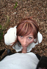 Tranny lucimay takes a walk in the woods and suc tooltranny