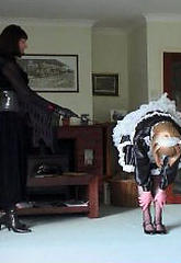Tranny maid gets horse whipped by her dominatrixtranny maid