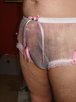 This pantie sluts hard cock looks great in these see